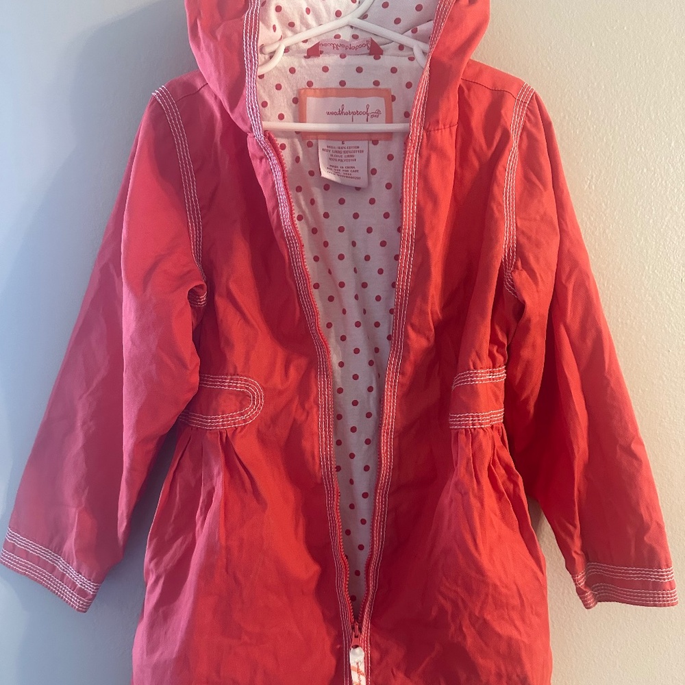 Weatherproof brand girls red polka dot rain jacket size 6
